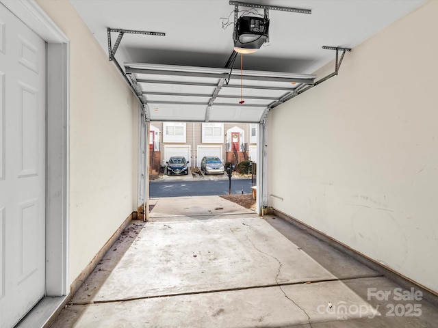 garage with a garage door opener