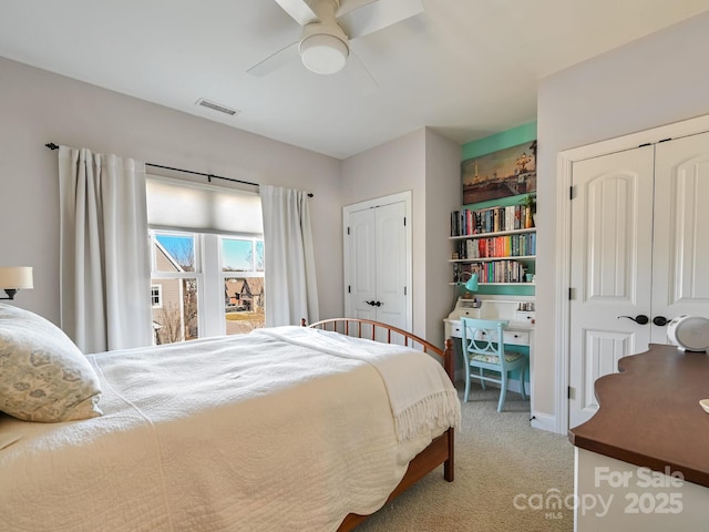 bedroom with carpet and ceiling fan