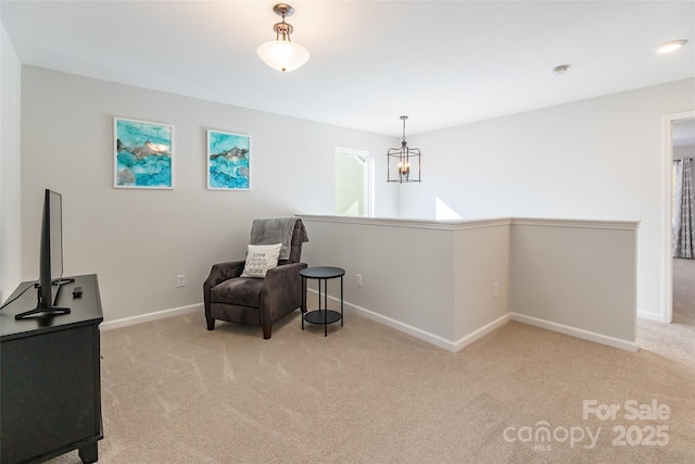 sitting room with light carpet