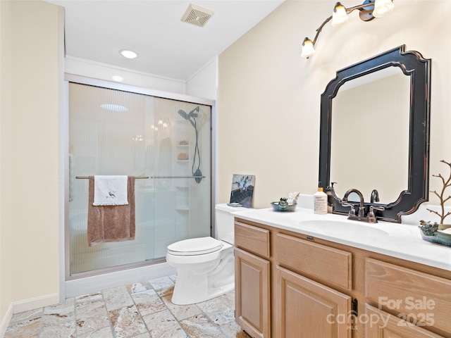10 Clubside Dr, Asheville, NC 28804 - full bath with vanity, visible vents, a stall shower, and toilet