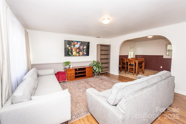 living room with wood-type flooring