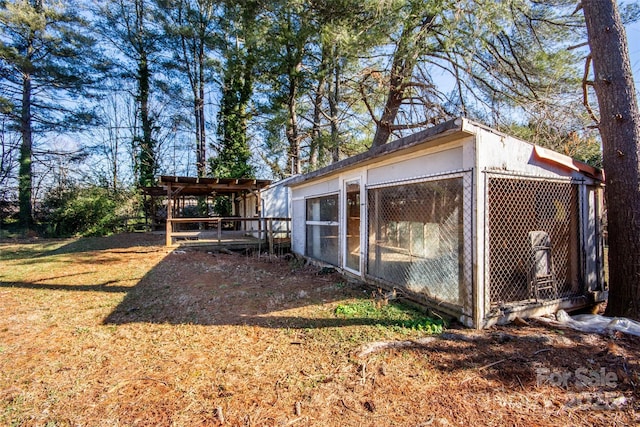 exterior space with an outbuilding