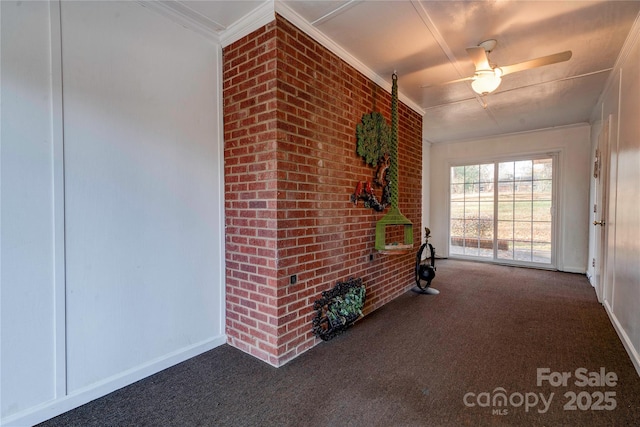 interior space with ceiling fan