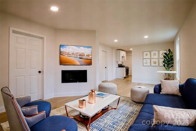 living room with light wood-type flooring