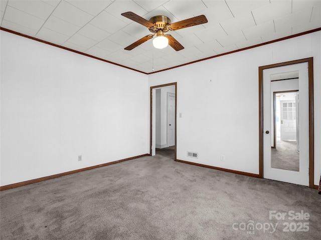 266 Hudlow Rd, Forest City, NC 28043 - spare room featuring ornamental molding, light colored carpet, and ceiling fan