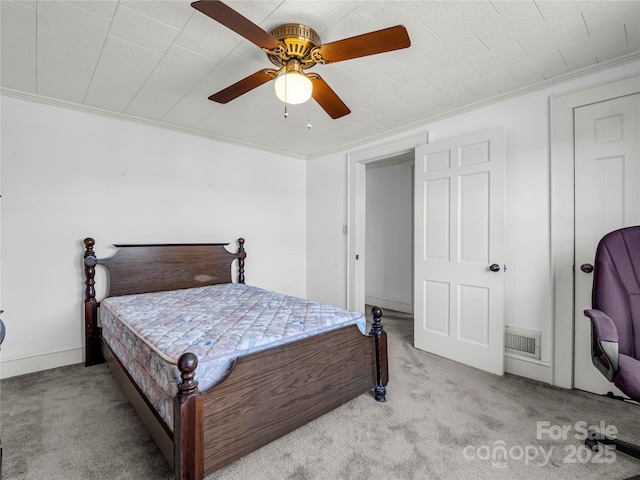 266 Hudlow Rd, Forest City, NC 28043 - bedroom featuring ornamental molding, light carpet, and ceiling fan