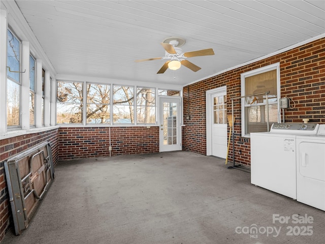 266 Hudlow Rd, Forest City, NC 28043 - unfurnished sunroom with ceiling fan and washer and dryer