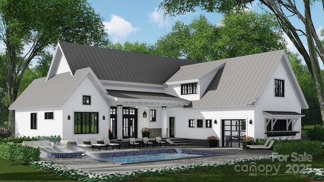 6515 Rehobeth Rd Unit 2, Waxhaw, NC 28173 - rear view of property with an outdoor living space, a patio area, an outdoor pool, and metal roof