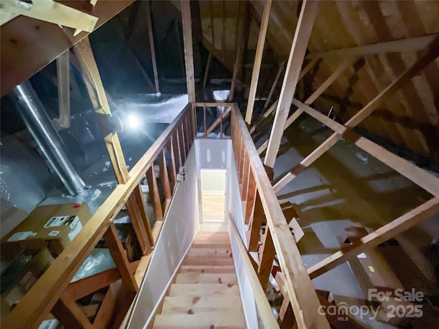 view of unfinished attic