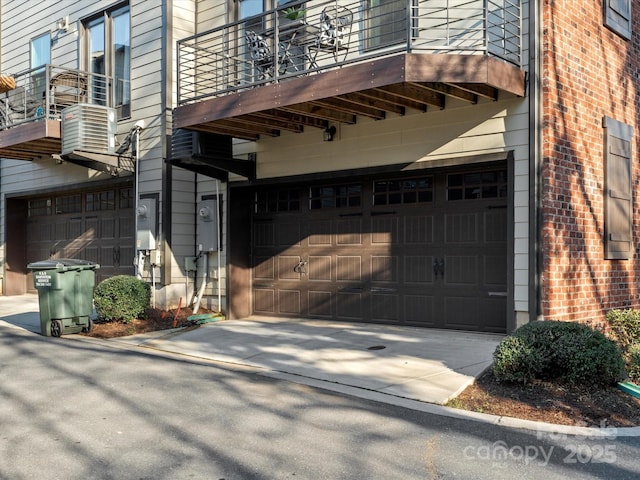 exterior space with a garage