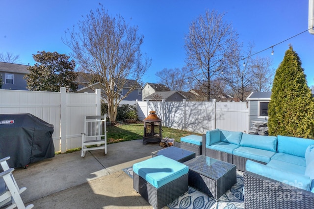 view of patio featuring an outdoor hangout area and area for grilling