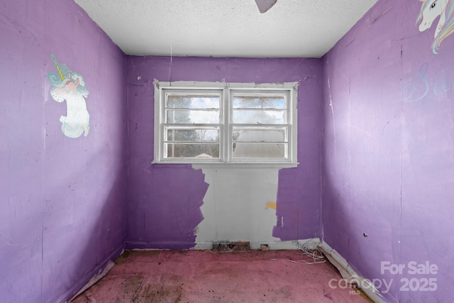 empty room with a textured ceiling