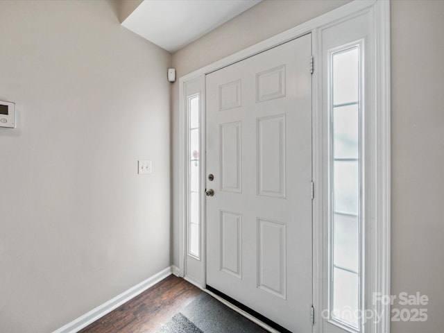 foyer entrance with dark wood-type flooring