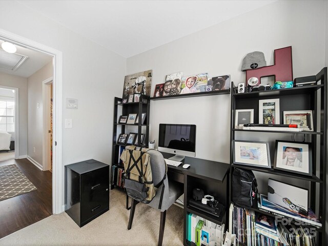 office area featuring dark hardwood / wood-style flooring