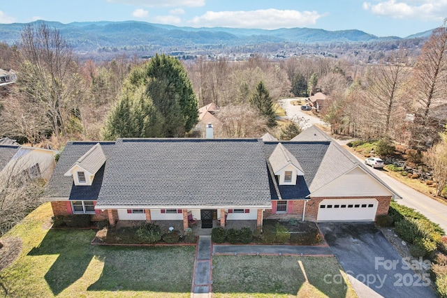 drone / aerial view with a mountain view