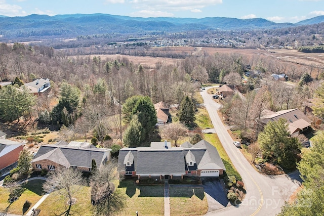 birds eye view of property with a mountain view