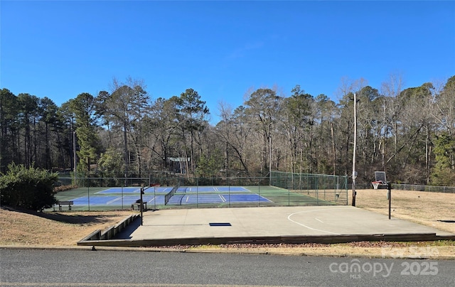 view of basketball court with tennis court