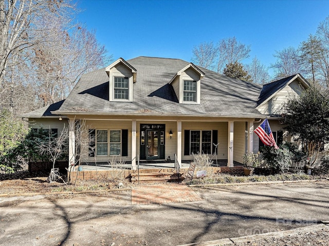 new england style home with covered porch