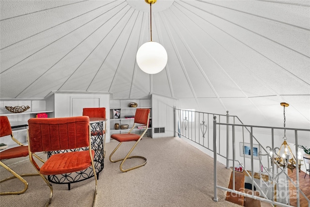 interior space featuring carpet floors and built in shelves