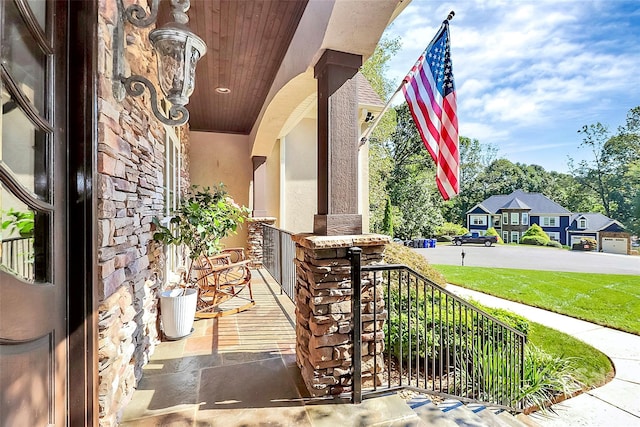 view of patio with a porch