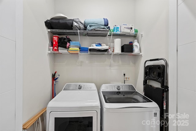 laundry area featuring washer and dryer