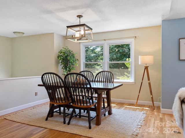 dining area featuring a notable chandelier and light hardwood / wood-style flooring