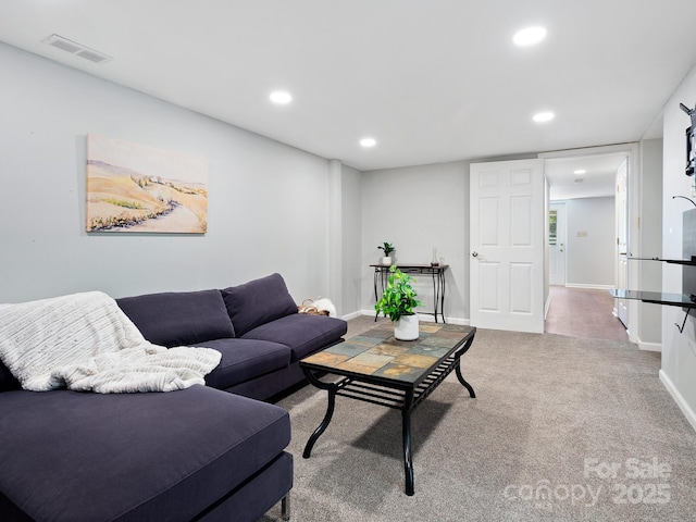 living room featuring carpet flooring