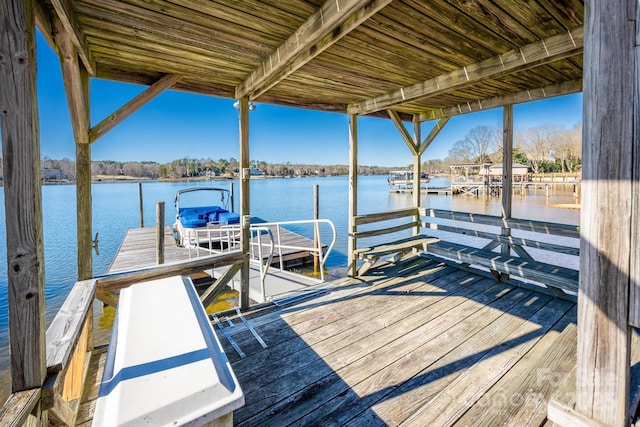 view of dock featuring a water view