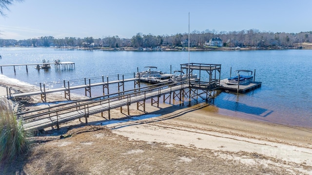 dock area featuring a water view