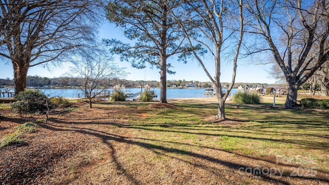 view of yard with a water view