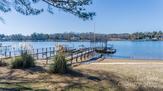 dock area featuring a water view