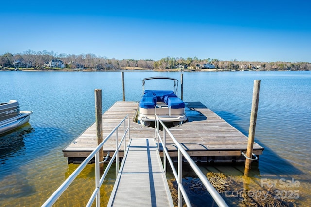 dock area featuring a water view