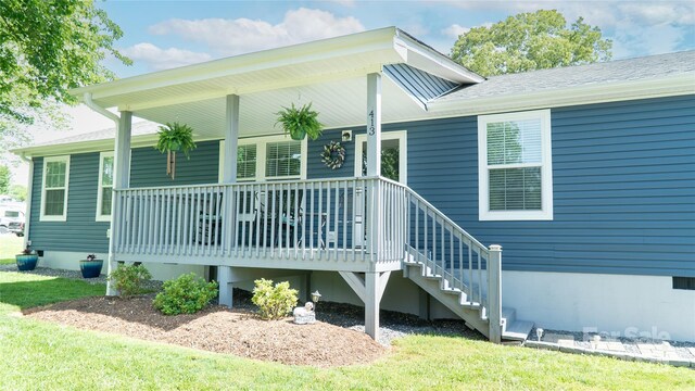 413 London St, Morganton, NC 28655 - rear view of property with a porch and stairway