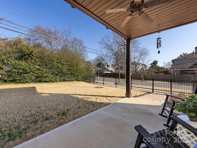 view of patio / terrace featuring ceiling fan