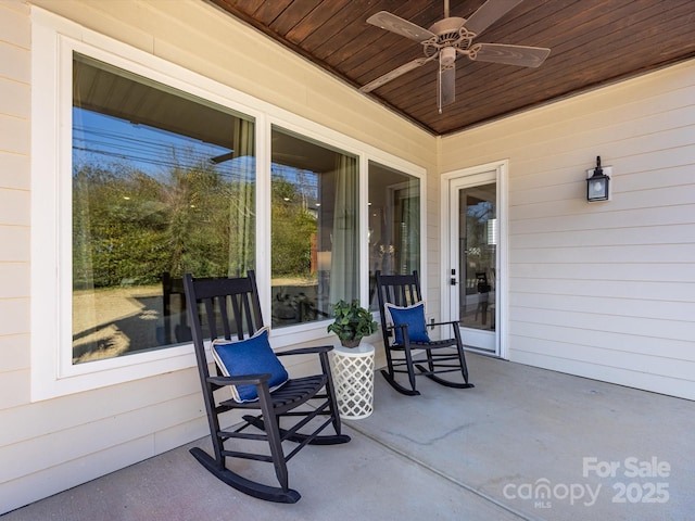 view of patio / terrace with ceiling fan