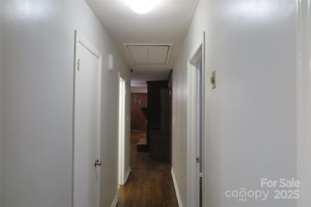 hall featuring dark hardwood / wood-style floors