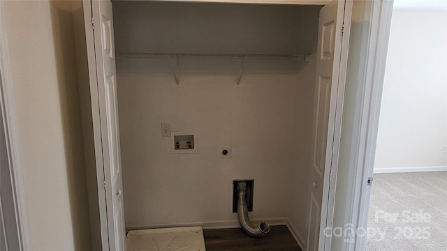 clothes washing area with washer hookup and electric dryer hookup