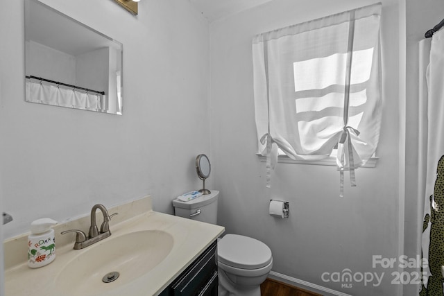 bathroom featuring toilet and vanity