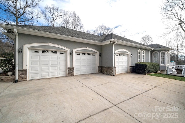 exterior space with a garage