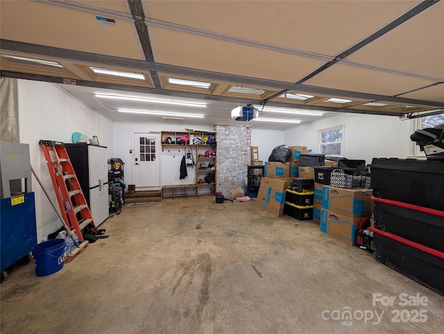 garage with a garage door opener