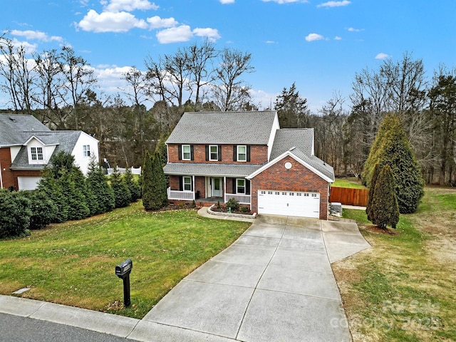 view of front of house featuring a porch and a front yard