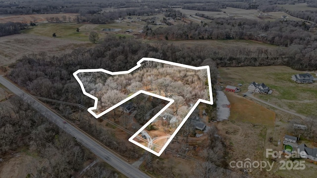 bird's eye view with a rural view