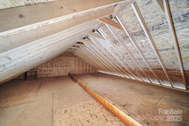 view of unfinished attic