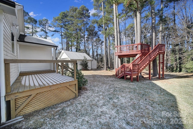 view of yard with a deck