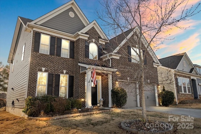 view of front of house with a garage