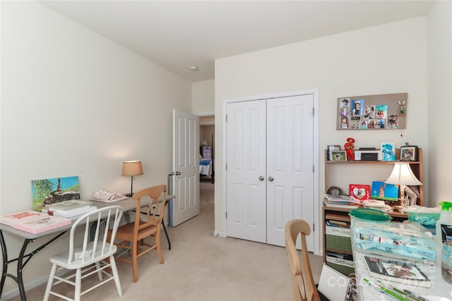 office area with light colored carpet