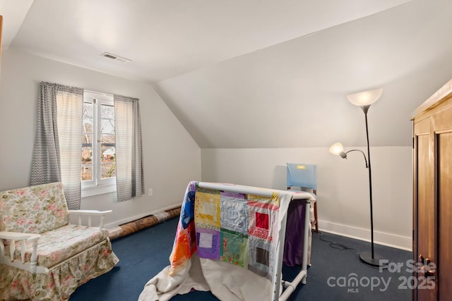 bedroom with vaulted ceiling