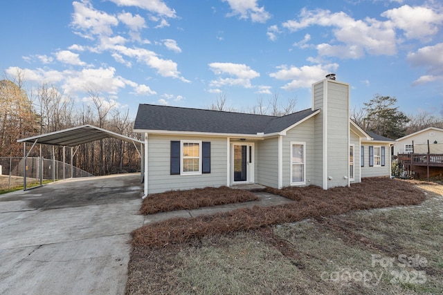 ranch-style house featuring a carport