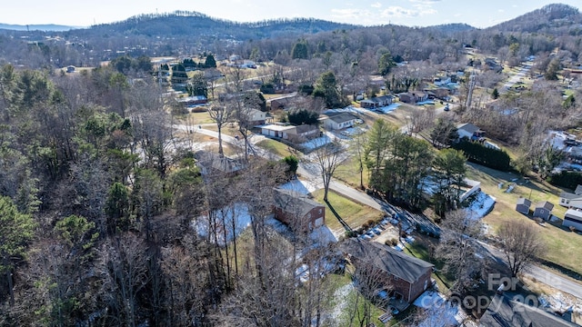 aerial view with a mountain view