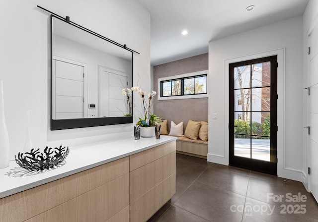 bathroom featuring recessed lighting